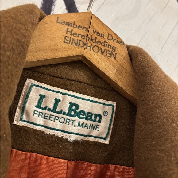 Vintage 80s LL Bean Wool Blend Double Breasted Overcoat Made In USA - Picture 9 of 13